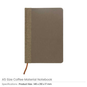 A5 Coffee Material Notebooks | 96 sheets & Page Marker