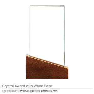 Crystal Awards with Wood Base in Black Hardboard Box