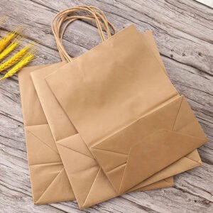 Brown Kraft Paper Gift Bags | Kraft Paper Gift Bags with Handles | Large Durable Retail Shopping Bags for Business