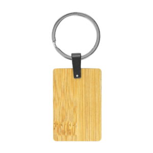 Bamboo and Metal Keychain Rectangle