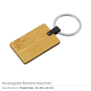 Bamboo Metal Keychain Rectangle