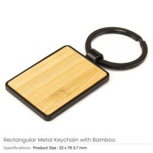 Metal Keychains with Bamboo