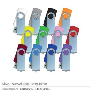 Silver USB Flash Drives | Swivel