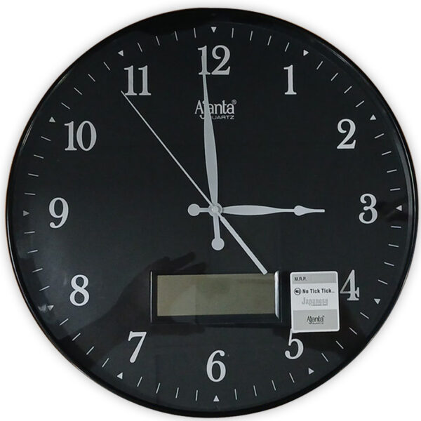 a black clock with white numbers