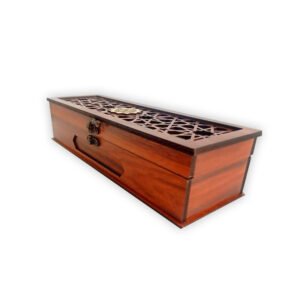 Wooden Gift Box for Dates Nuts and Incense | Laser Cut Wooden Incense Stick Burner Storage Box | 30x10x7 cm Wedding Gift Box