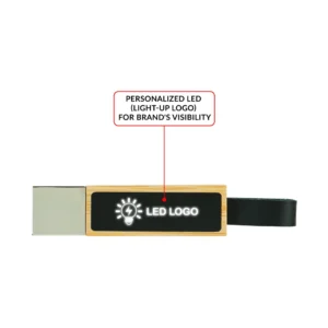 Bamboo LED Logo USB with Strap 64GB