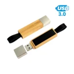 Bamboo LED Logo USB with Strap 64GB