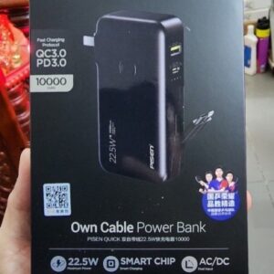 Power Bank with Integrated USB-C Cable | PD 3.0 QC 4+ External Mobile Phone Batteries